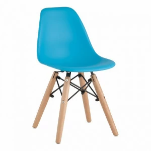Стул со спинкой голубой с деревянными ножками Eames Small EAMES ДИЗАЙНЕРСКИЕ, EAMES DSW ДЕТСКИЙ 00-3881997 Голубой