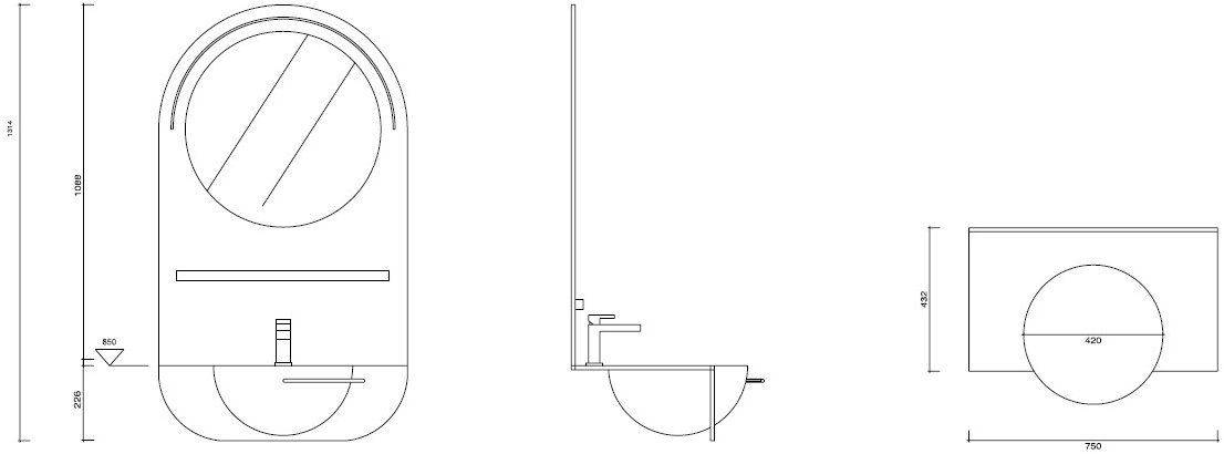 GES Group Моноблочная общественная раковина из массива с зеркалом sun-id-1349358 - Вид №6
