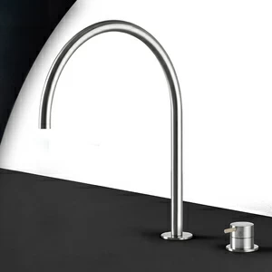 Смеситель для раковины сталь матовая с бежевой ручкой Toki Radomonte TKI33SCIL28