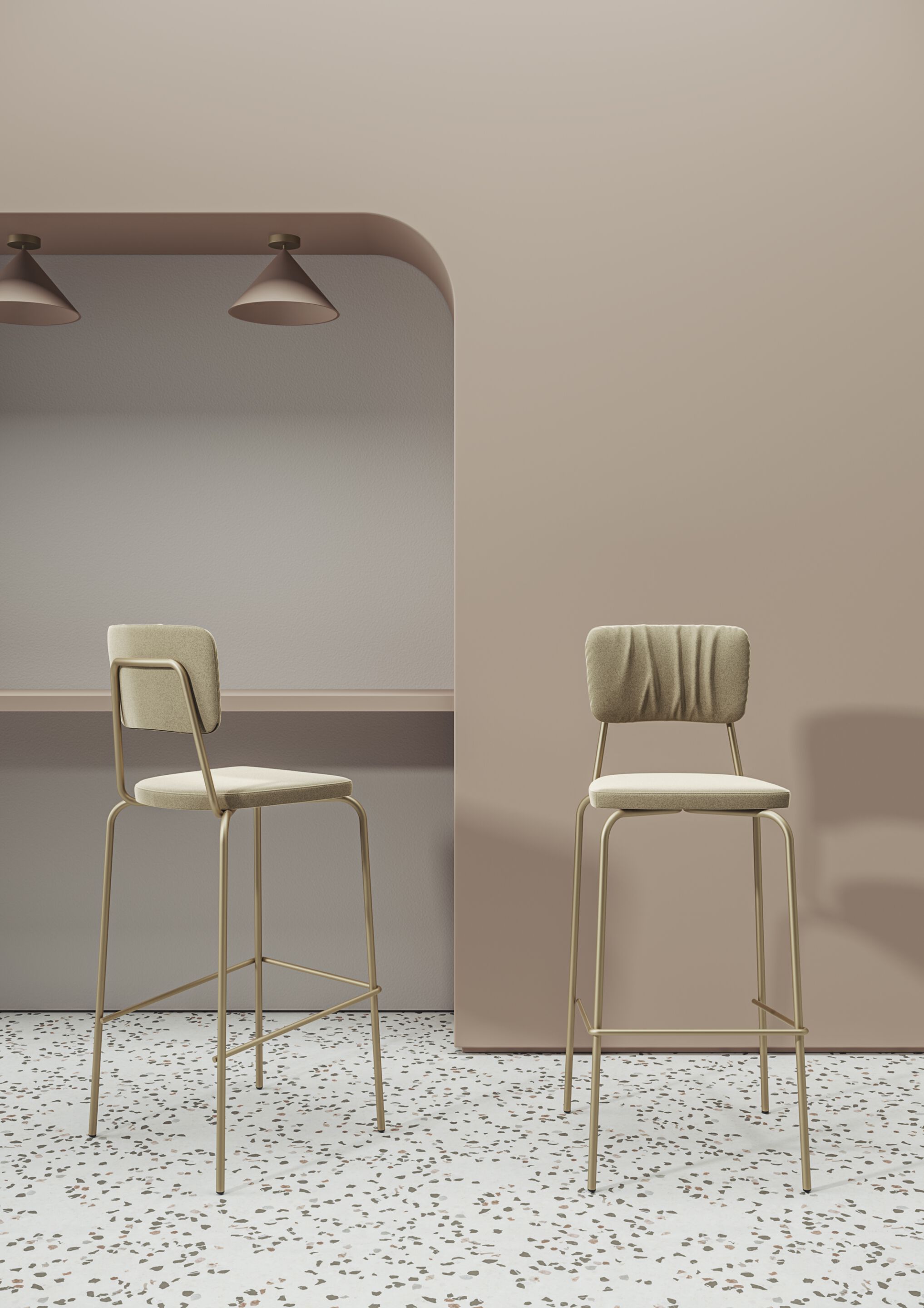 Высокий стул из ткани ALMA DESIGN лестница ARCH-00021392 - Вид №1