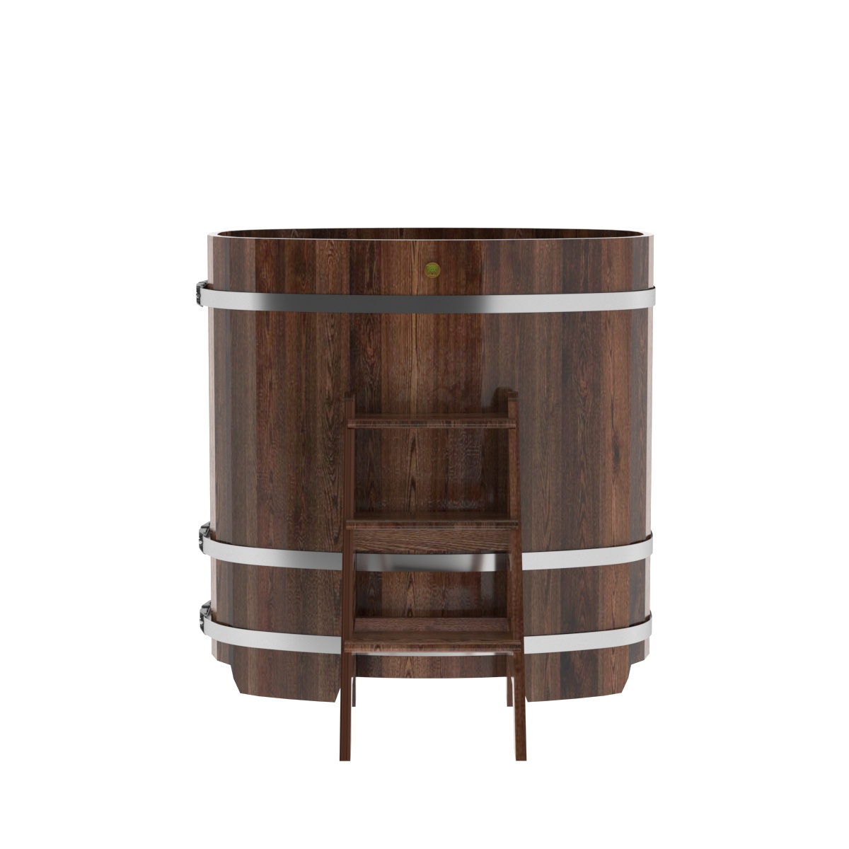 1147 Купель овальная из лиственницы 0,76х1,16х1,2 морёная премиум Alyarus  - Вид №3