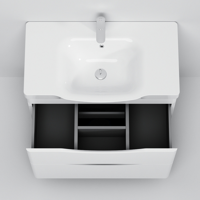 M80FSX0802WG База под раковину напольная 80 см 2 ящика белый глянцевая шт AM.PM Like - Вид №2