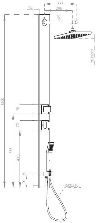 GEDY Настенная душевая стойка из нержавеющей стали и стекла с ручным душем sun-id-1450183 - Вид №3