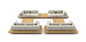 Низкий квадратный стол из тикового дерева