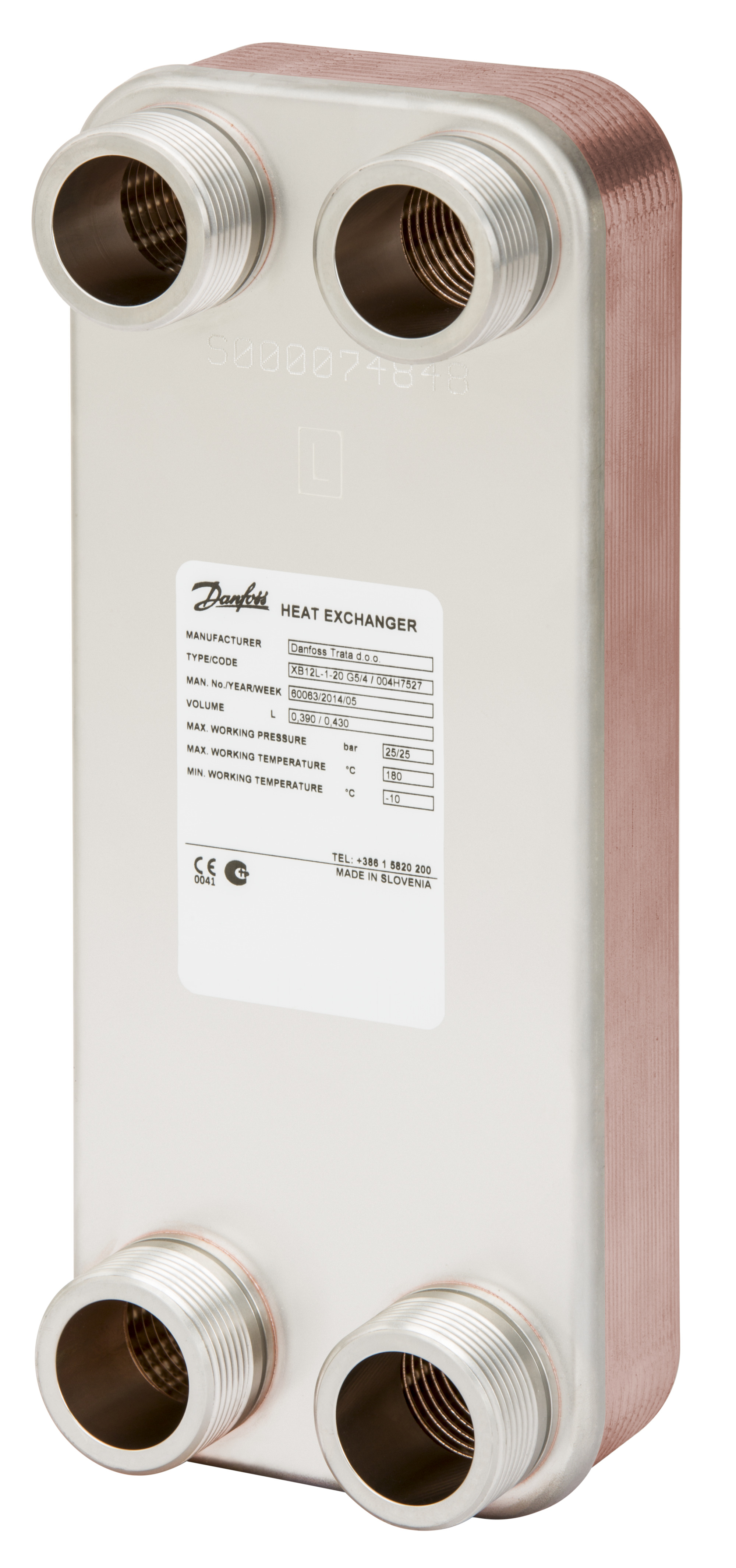 Danfoss Паяный пластинчатый теплообменник одноходовой серии XB12 XB 12L-1-20 PN25 паяный ТО G1 004H7662  - Вид №35