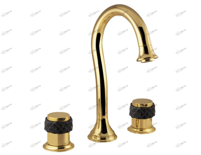 065501.N00.50 Раковина с тремя отверстиями из черного фарфора Яркий хром Mestre 