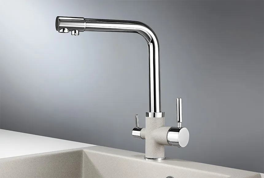 3015, XРОМ/БАЗАЛЬТ, СМЕСИТЕЛЬ КУХОННЫЙ GRANULA 3015-ST127