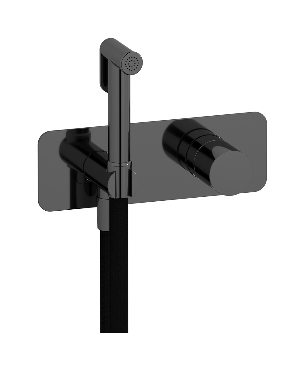 Внешние части гигенического душа со смесителем. WE ARE IB rr706cf Black Chrome Brera