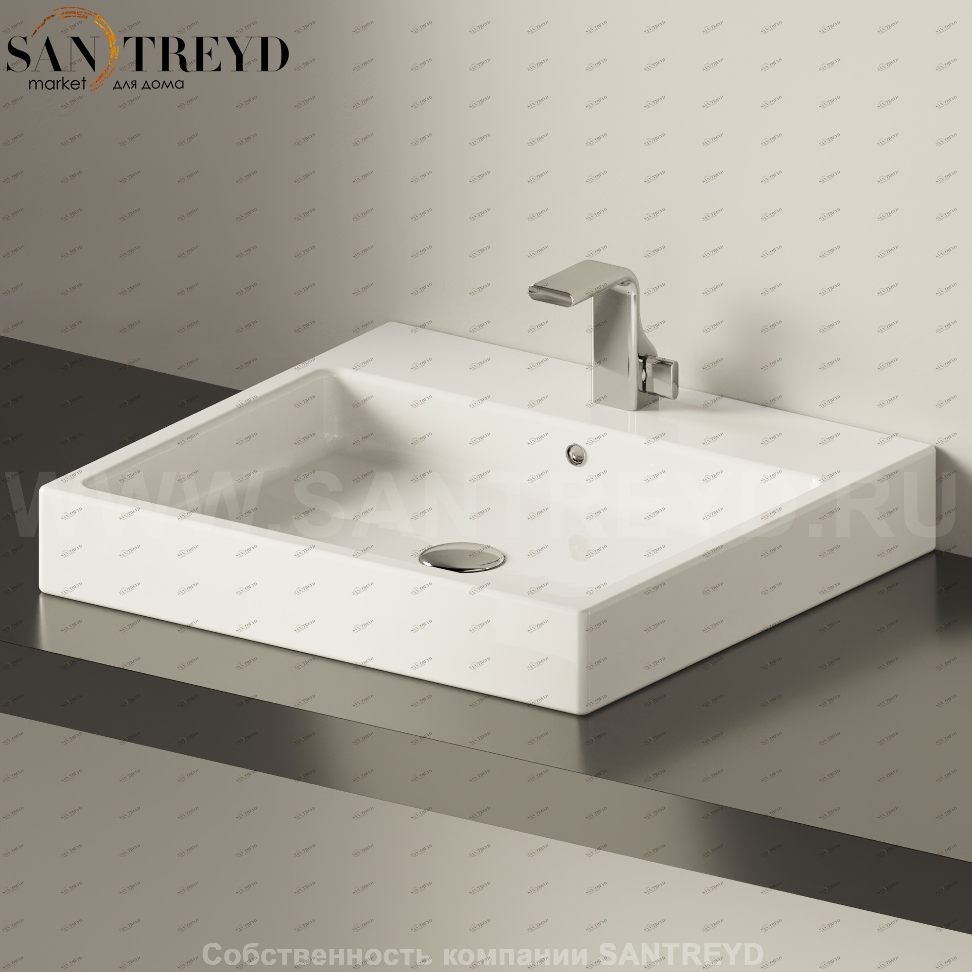 5052INC.9016 Накладная раковина под столешницу  прямоугольная Ceramica Flaminia Acquagrande