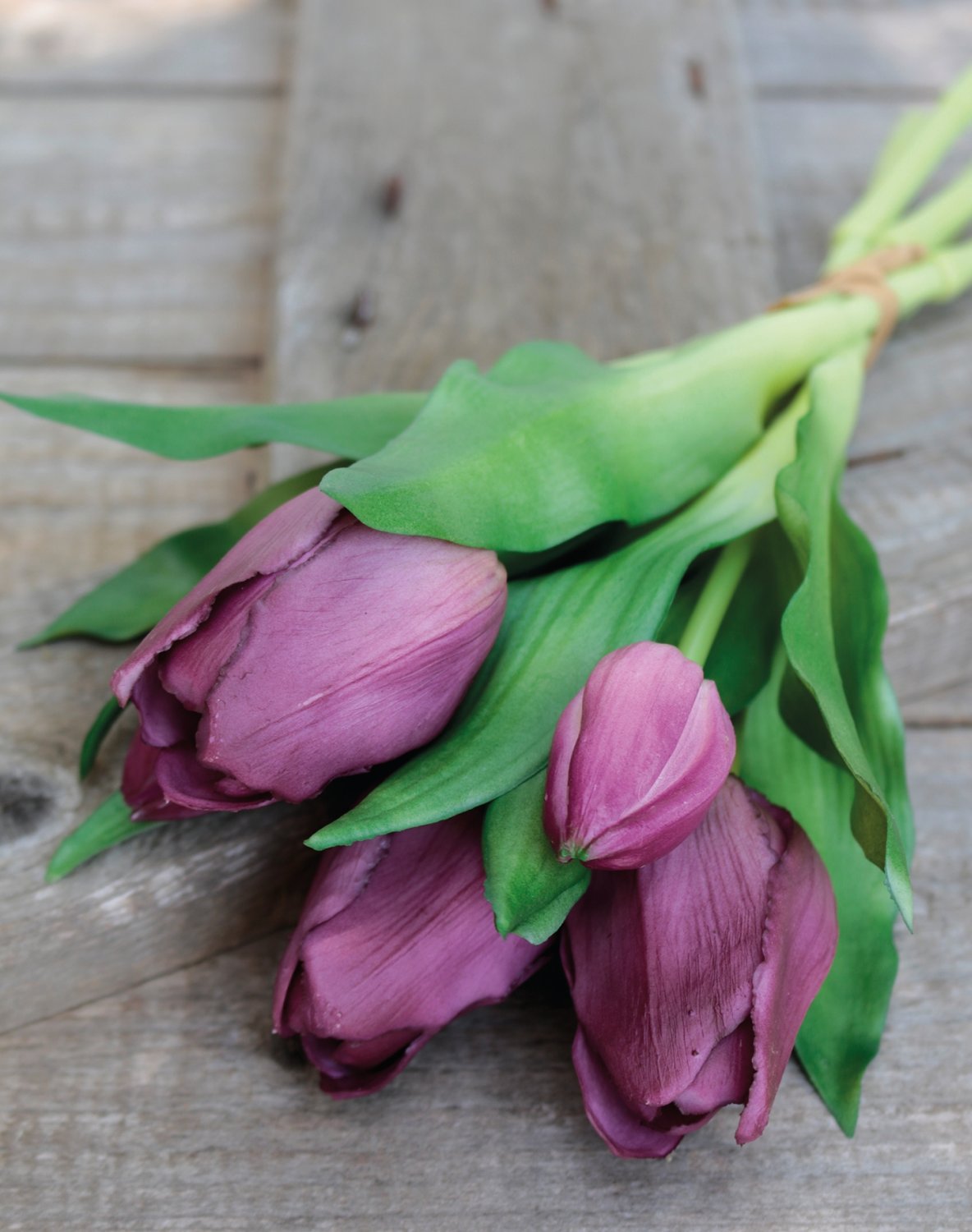 2941 208 a3 Букет искусственных тюльпанов, 5-кратный, 28 см, фиолетово-зеленый H-andreas  - Вид №3