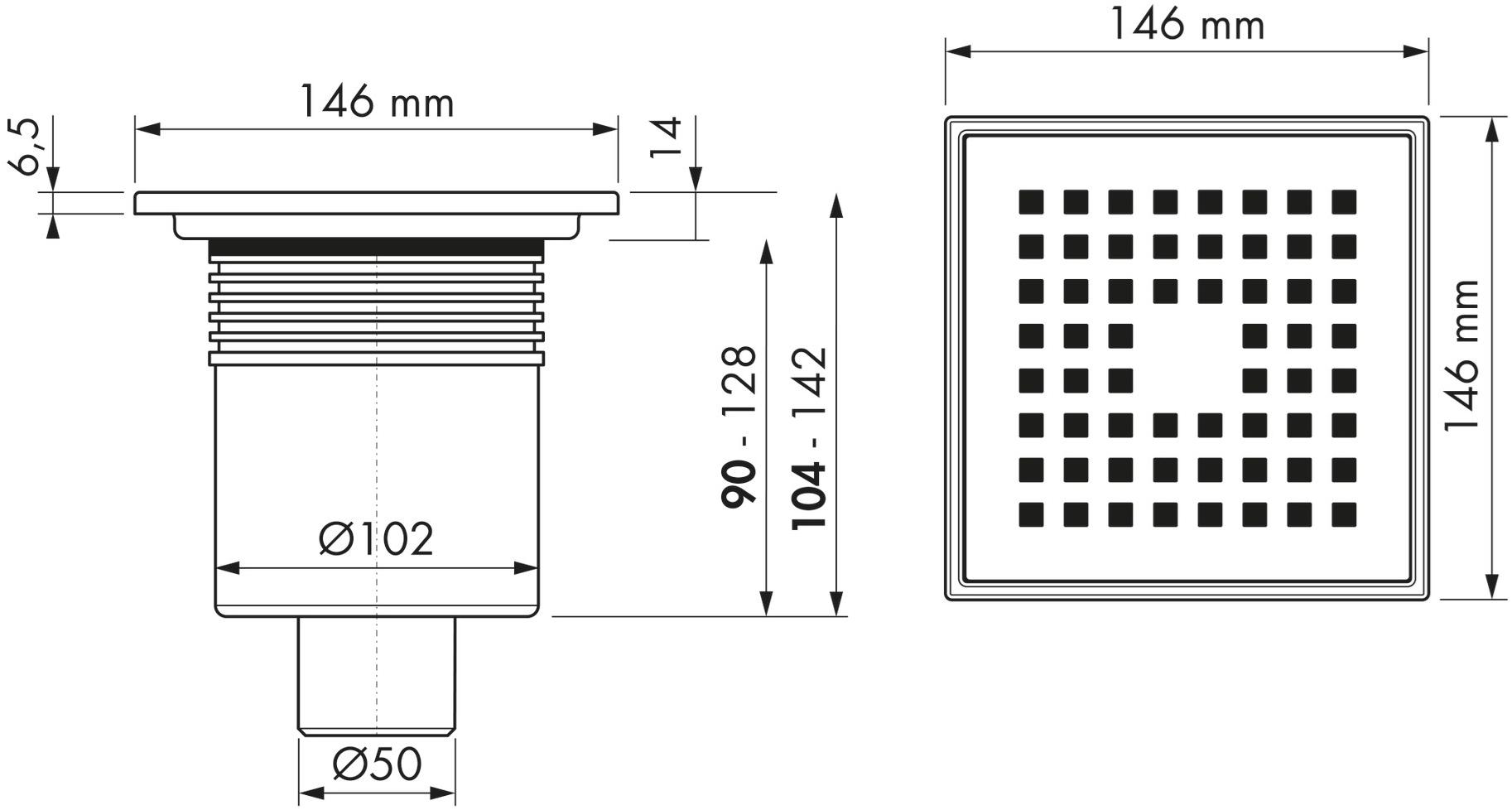 ESS Easy Drain Трап для душа из нержавеющей стали Aqua Aquaplusw15x15-msi6 - Вид №3