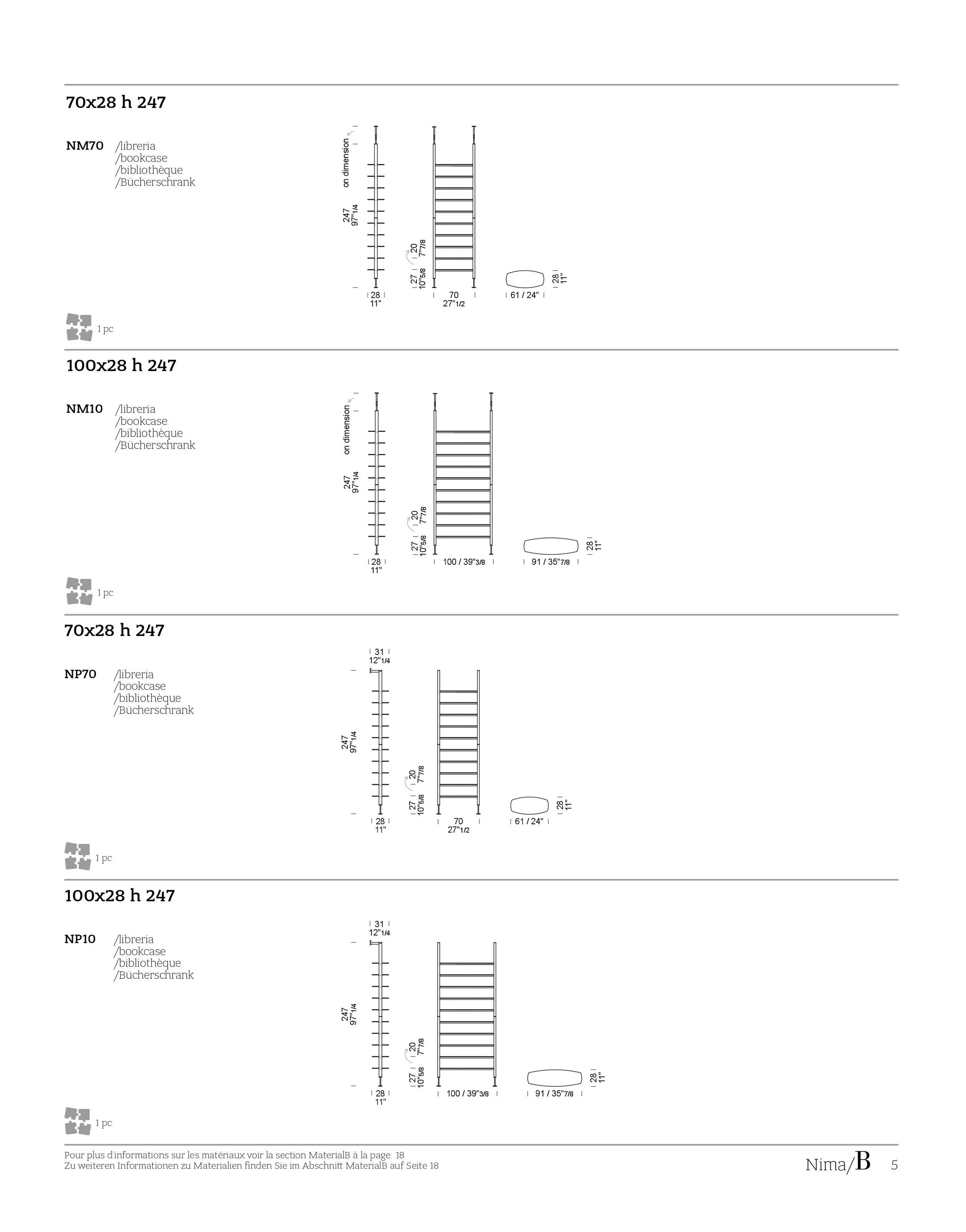 Книжный шкаф из дерева и стекла с креплением пол-потолок Borzalino NIMA ARCH-00135861 - Вид №8