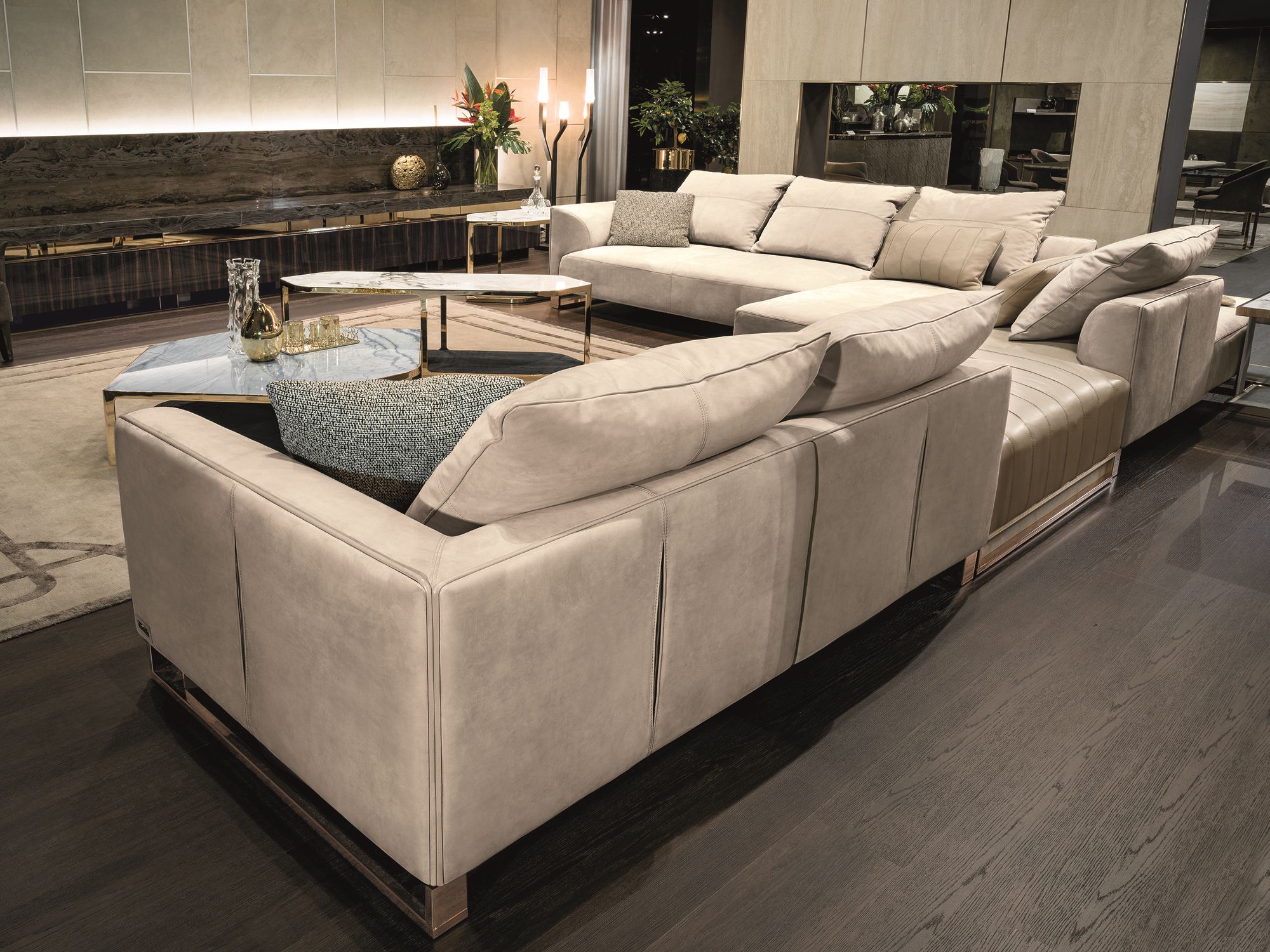Модульный кожаный диван с полуостровом Longhi Loveluxe 2018-Illusion collection ARCH-00066542 - Вид №6