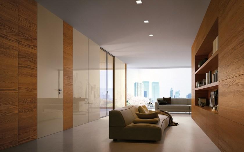 GAROFOLI Распашная дверь заподлицо со стеной из цветного стекла Design sun-id-1394597 - Вид №1