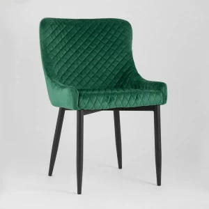 Стул мягкий со спинкой изумрудный с черными металлическими ножками "Ститч" STOOL GROUP ДИЗАЙНЕРСКИЕ 00-3881932 Зеленый