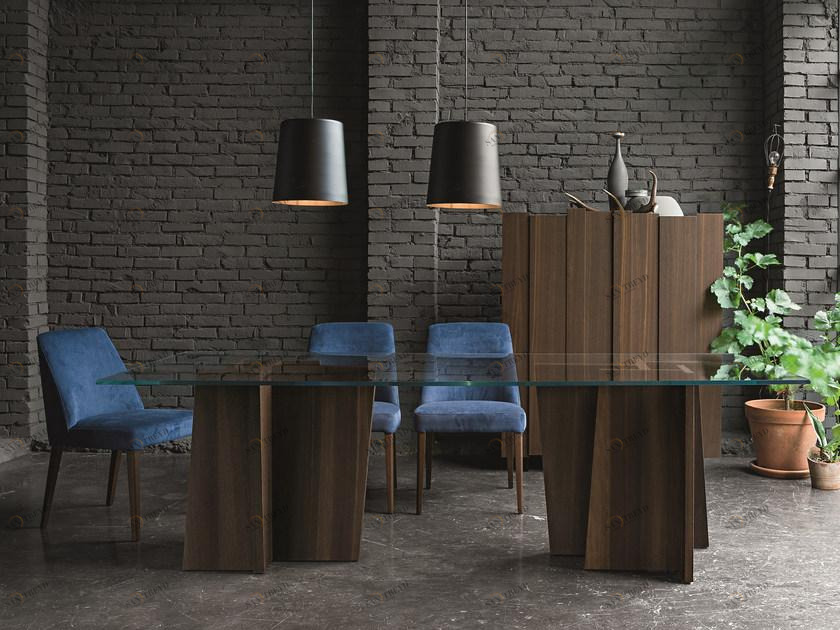 Dall'Agnese Прямоугольный стол из дерева и стекла Stripe sun-id-1430302