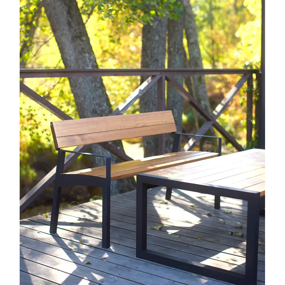 Скамья садовая Europe EU150 148x60x82 см дерево черный/коричневый GRATAR STLM-2122820 - Вид №6