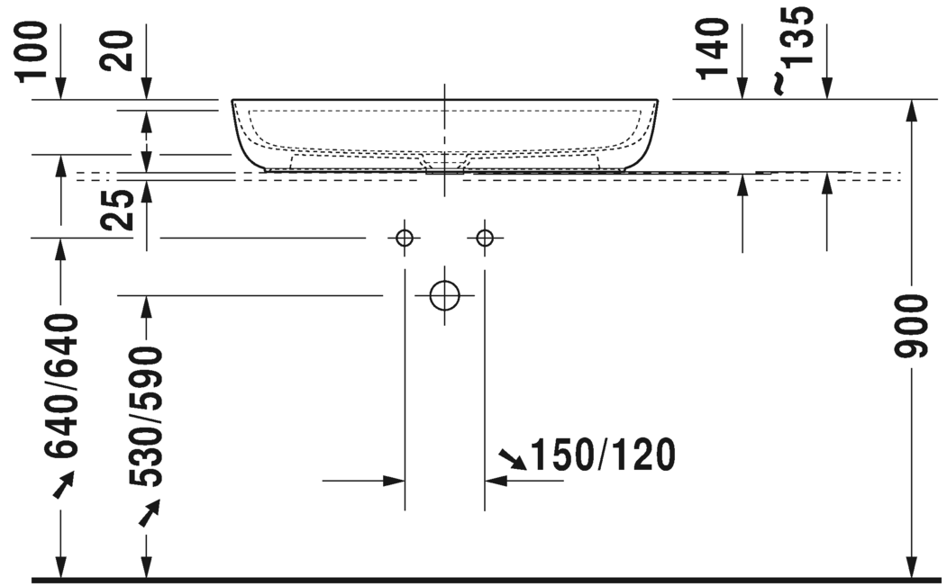 0380802300 Подвесная раковина настенная овальная Duravit Luv - Вид №3