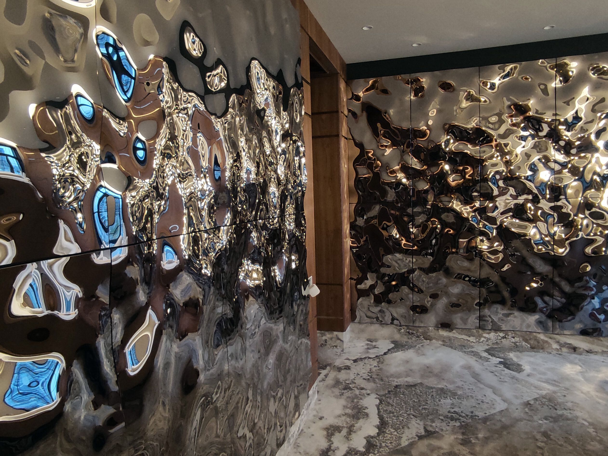 Декоративная зеркальная стеклянная панель PlusObject Aqua High Wave ARCH-00124932