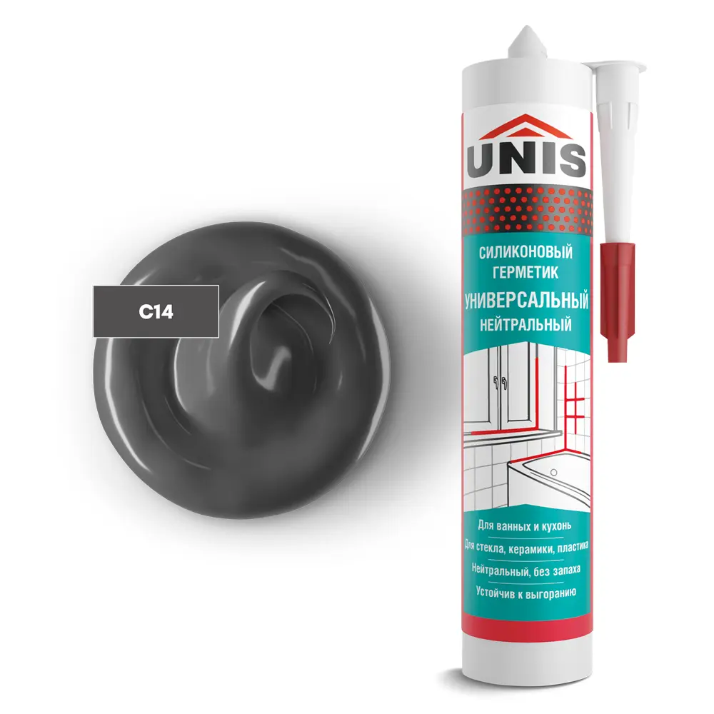 Герметик силиконовый Unis UN-80 графит 300 мл 89450587 STLM-2124146 Santreyd  - Вид №1