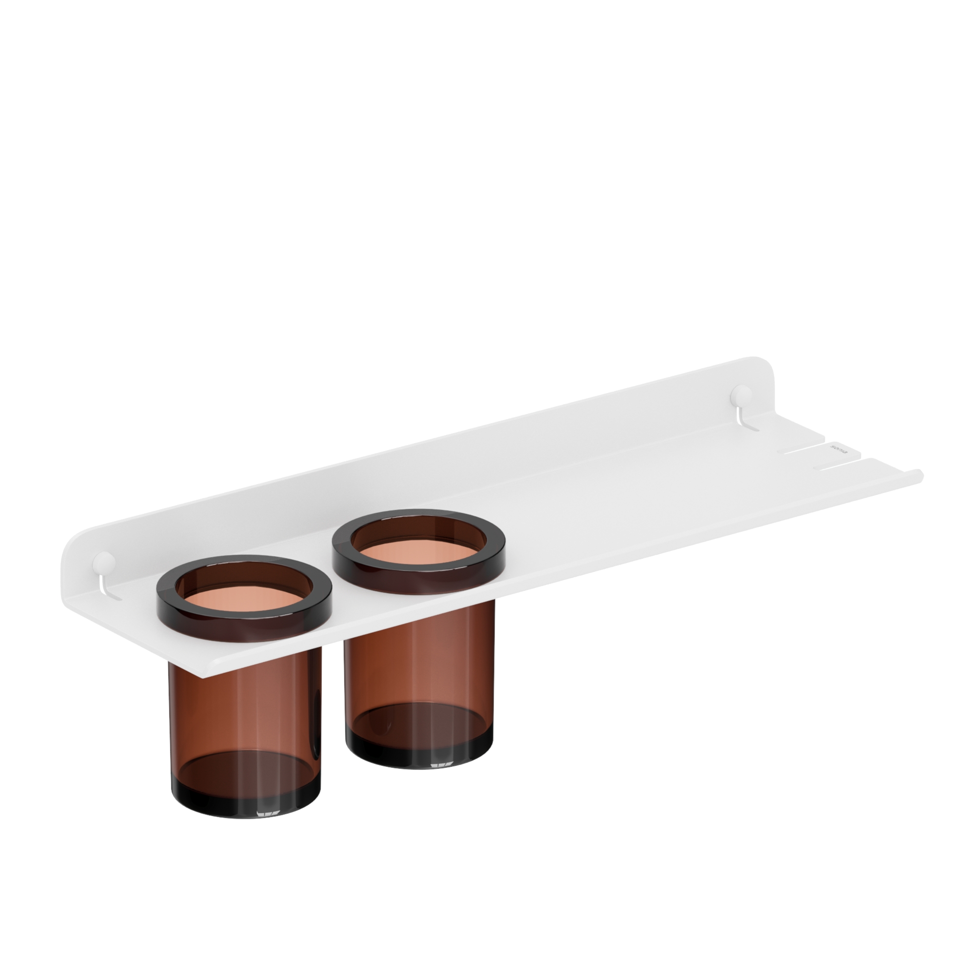 184972 Полка с держателем для 2х стаканов 45 см цвет Белый Sonia QUICK Испания