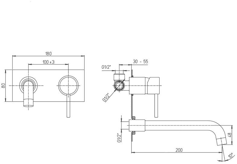 Paini Cox 78CR208P смеситель встраиваемый для раковины  - Вид №1