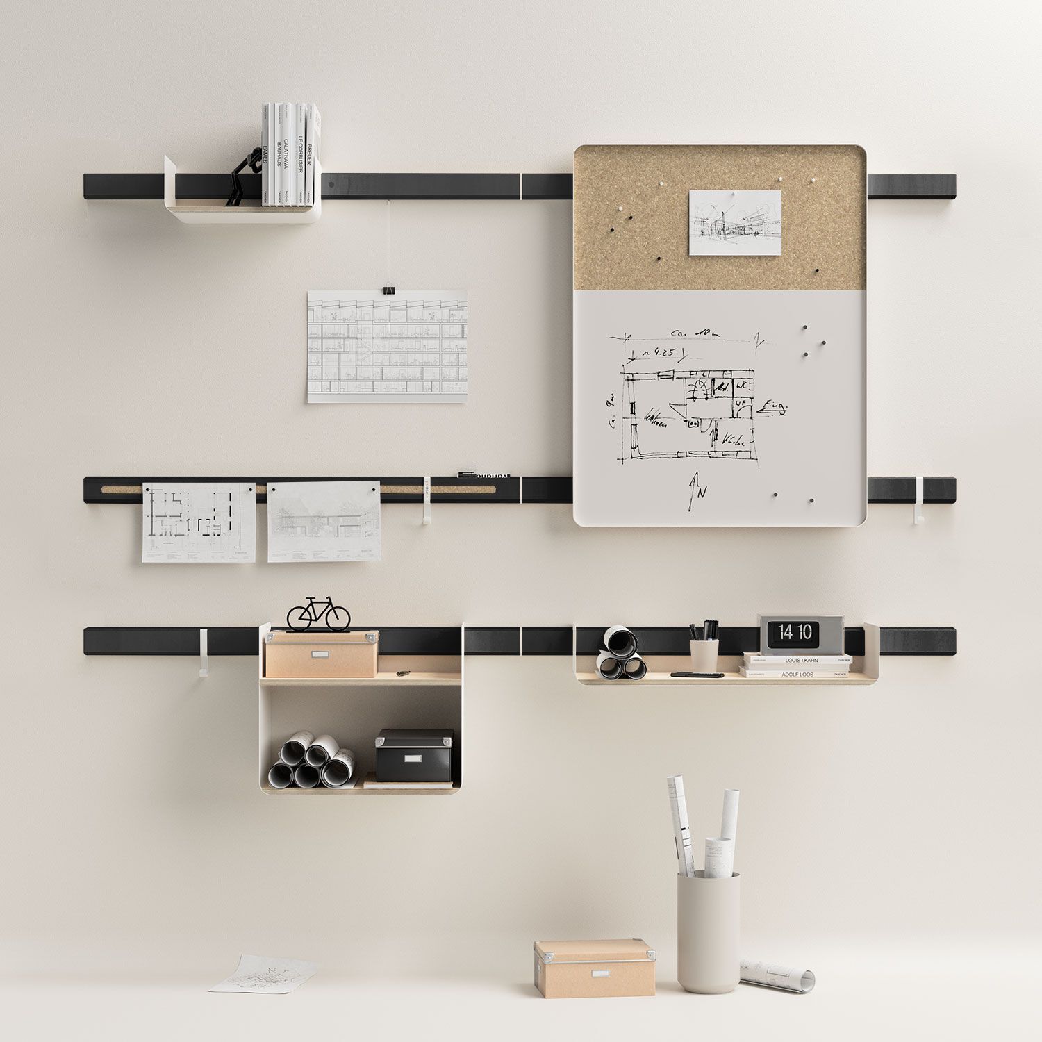 Система деревянных полок с доской и доской объявлений Variand Furniture H02 ARCH-00097442 - Вид №1