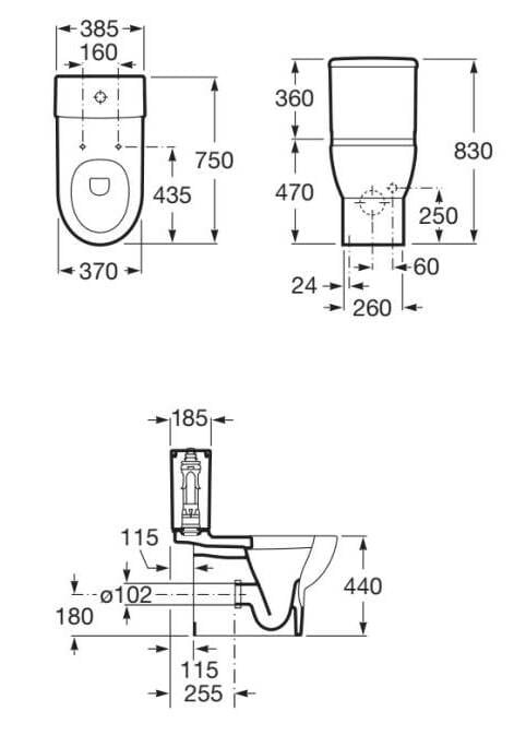 Напольные фарфоровые моноблочные туалеты Roca Meridian ARCH-00002237 - Вид №1