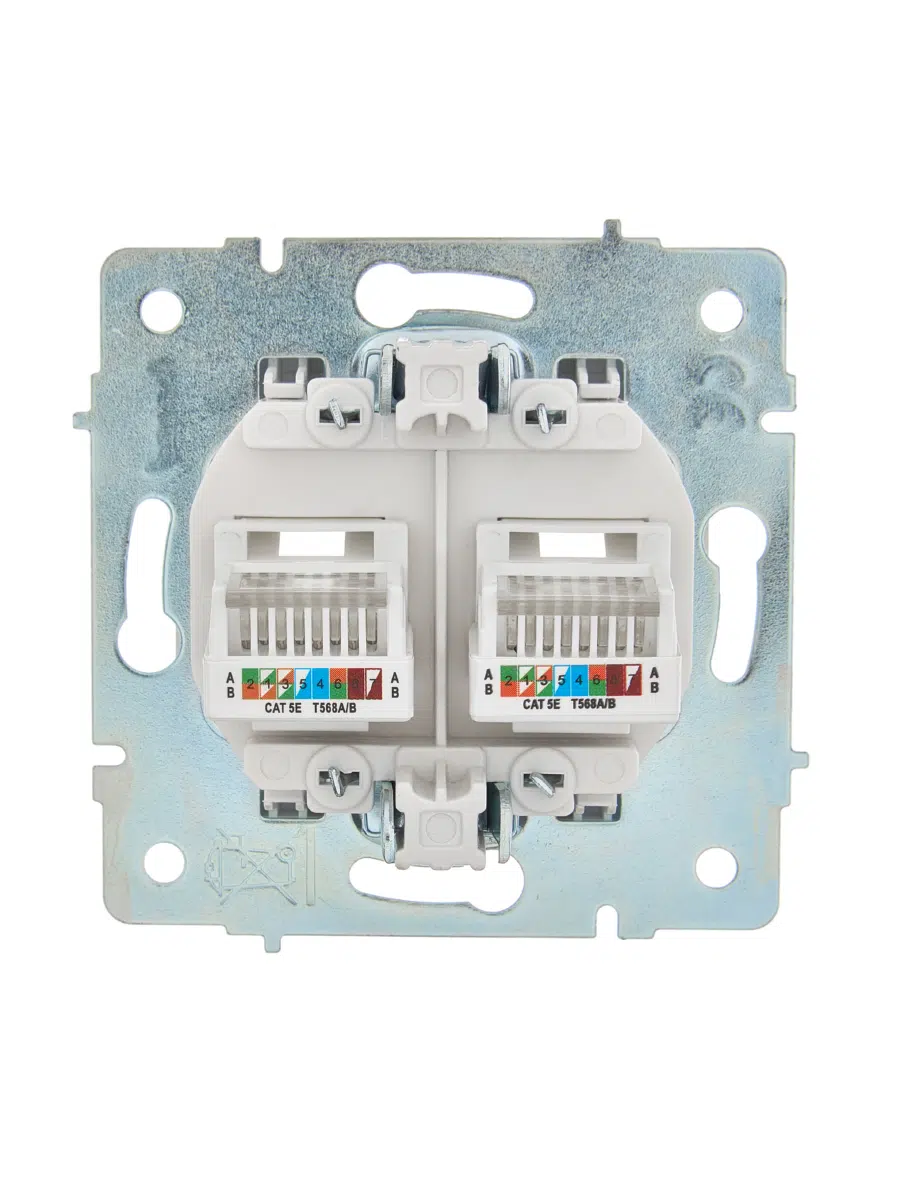 ASTI Розетка компьютерная двойная жемчужно-белый перламутр механизм LEZARD 7081-3088-141 - Вид №2