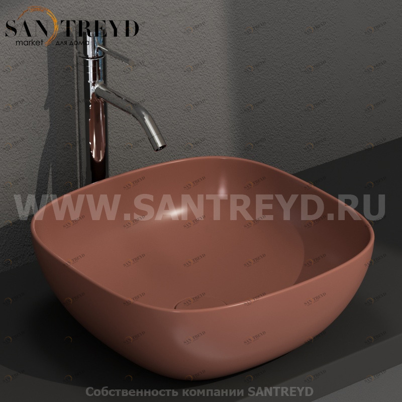 B6Q43MT Накладная раковина на столешницу  квадратная Ceramica Globo T-EDGE