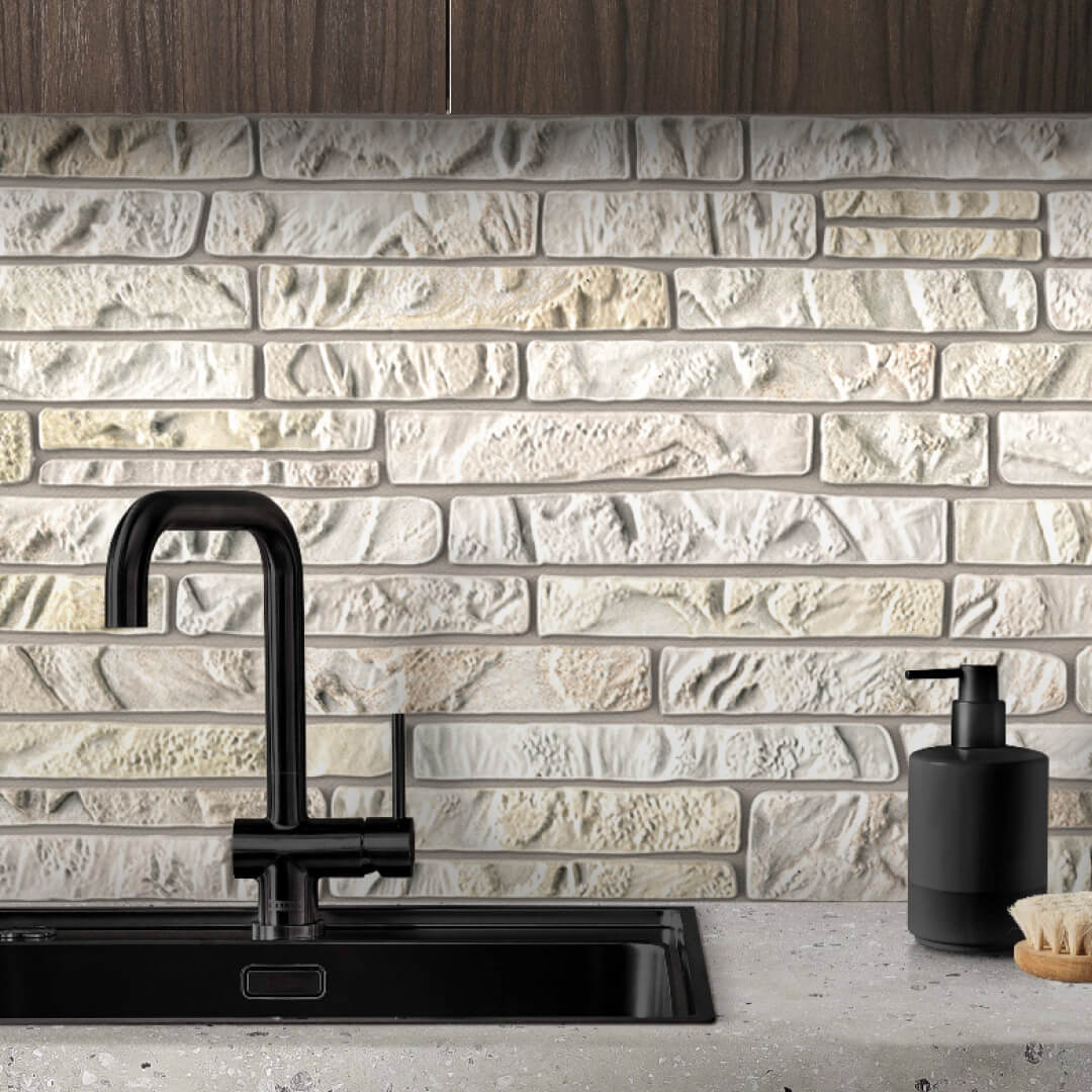 Панель ПВХ 0,3 мозаика Пластушка белая STELLA Бюджет STSR-679 - Вид №1