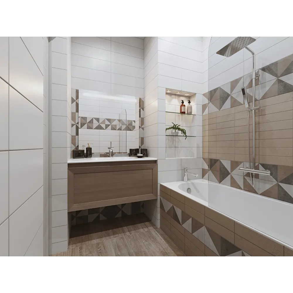 Керамогранит Wood Шале 15х60 см 1.36 м² цвет тёмно-коричневый BELANI STLM-2108102 - Вид №3