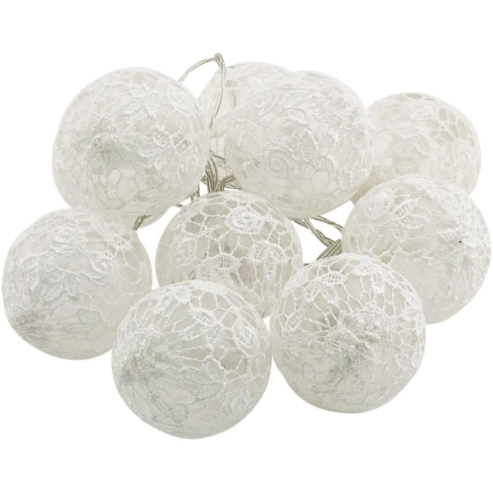 Электрогирлянда комнатная нить «Ажурные шары» 10 LED тёплый белый на батарейках 82183001 STLM-2029138 Santreyd  - Вид №1