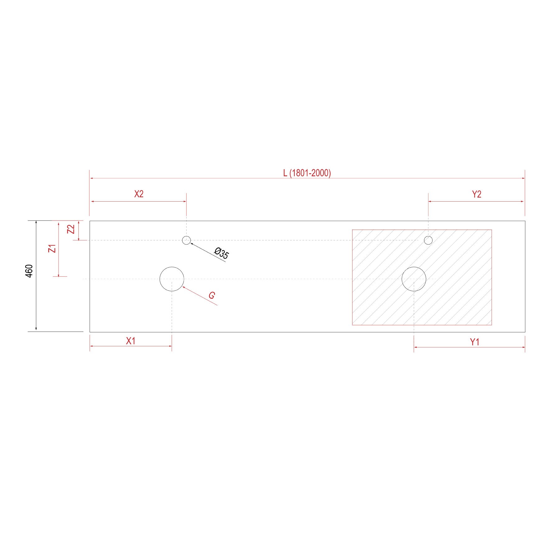 23158 SALGAR Столешница механизированная от 1801 до 2000 GLOSS GREY 16 мм Глянцевый серый  - Вид №1