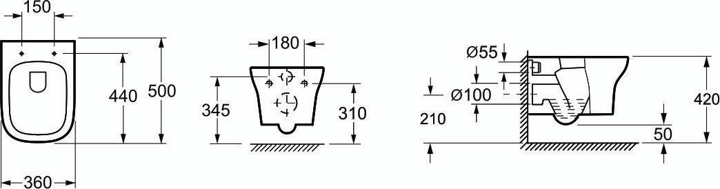 GR-PR3012 Приставной унитаз напольный Белый Grossman Classic Китай - Вид №1