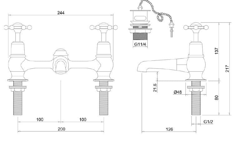 Смеситель для раковины с 2 отверстиями Burlington BIRKENHEAD REGENT ARCH-00085440 - Вид №6