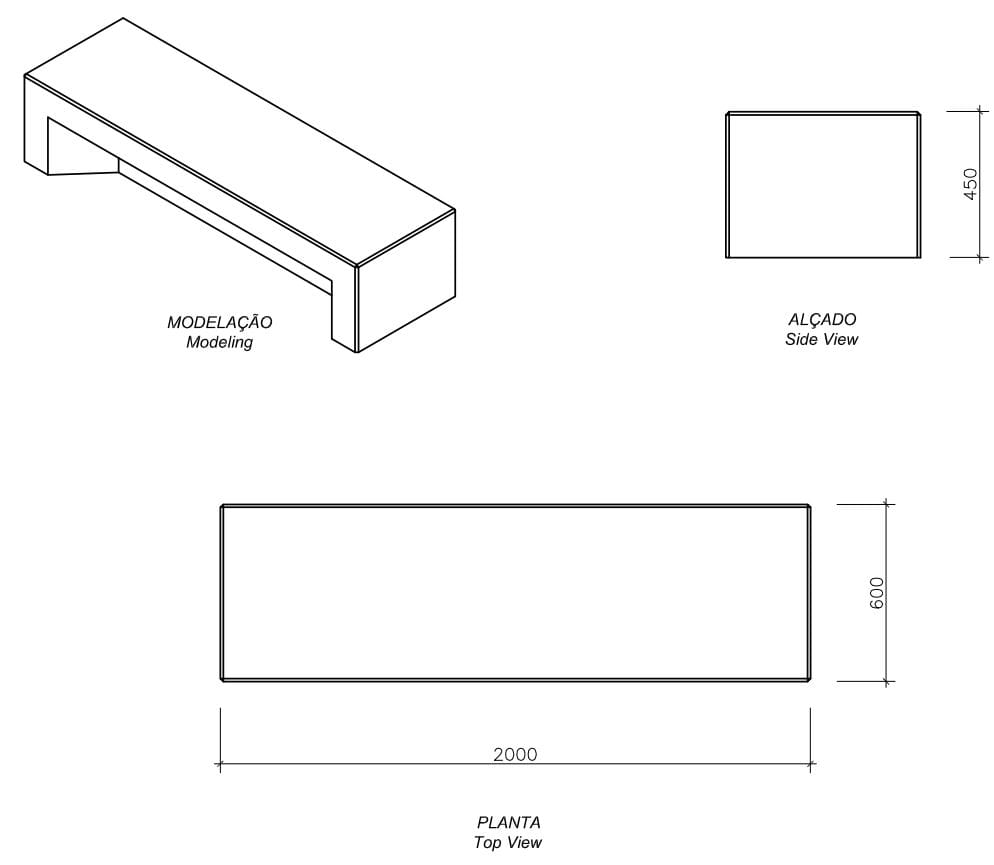 Бетонная скамья без спинки amop R7M ARCH-00025921 - Вид №2