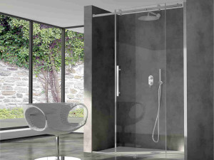 Алюминиевая и стеклянная угловая душевая кабина с раздвижной дверью