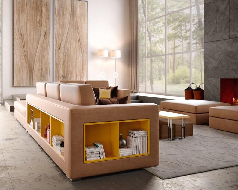 Caroti 3-местный кожаный диван в современном стиле с журнальной стойкой Concept Art.147 - theca - Вид №2