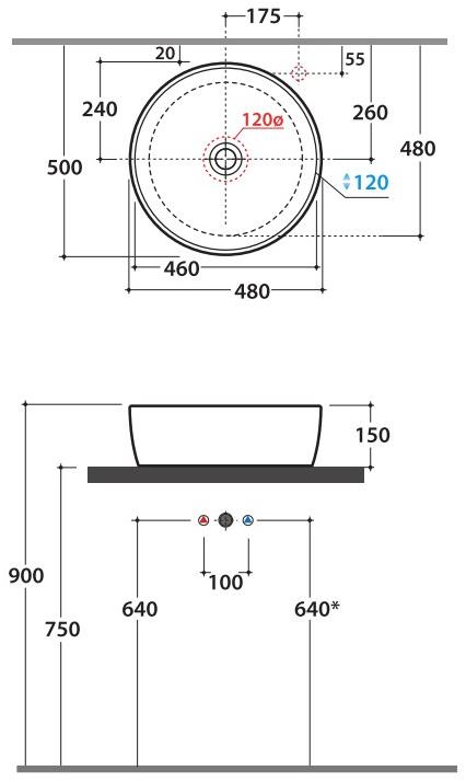 Ge048.bi Накладная раковина на столешницу  овальная Ceramica Globo Genesis - Вид №2