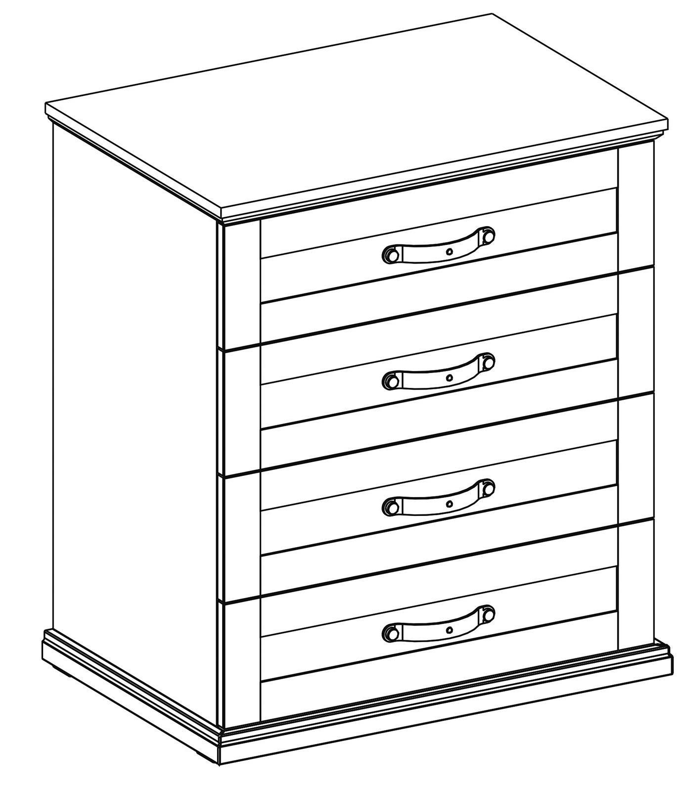 Комод с 4 ящиками деревянный светлый орех Royal CILEK ROYAL 00-3832254 Бежевый Santreyd - Вид №1