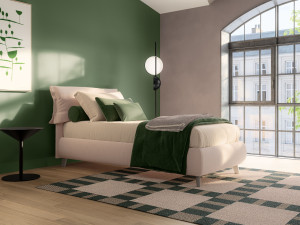 Односпальная кровать с мягким изголовьем