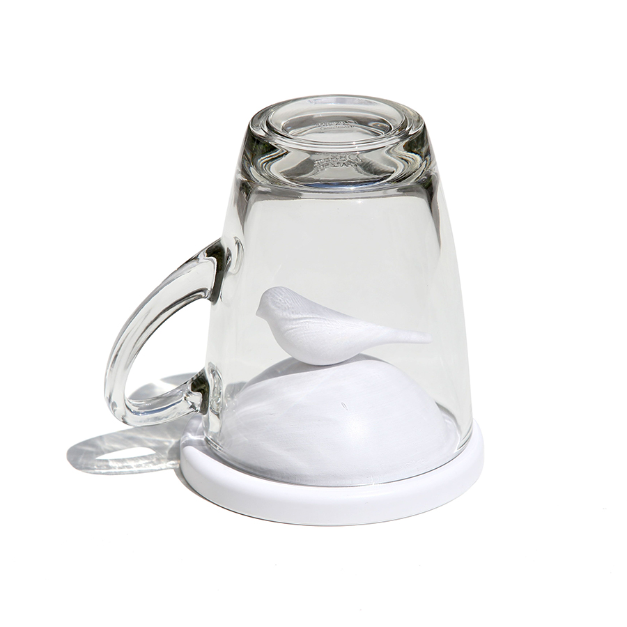 QL10300-WH-WH Чашка с крышкой sparrow, белая Qualy 