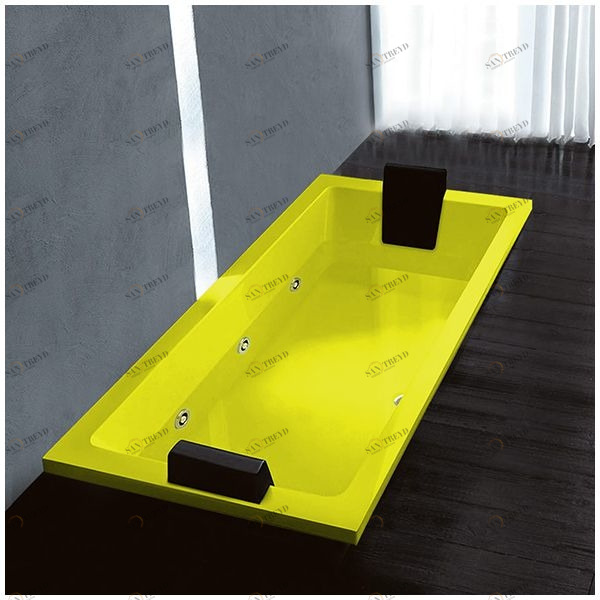 Ванна Gruppo treesse Quadra 180 V0787-DX-ZZ жёлтая с золотой фурнитурой и гидромассажем прямоугольная встроенная правая STDV0787DXZZ