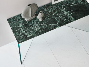 Прямоугольная консоль из мрамора и стекла