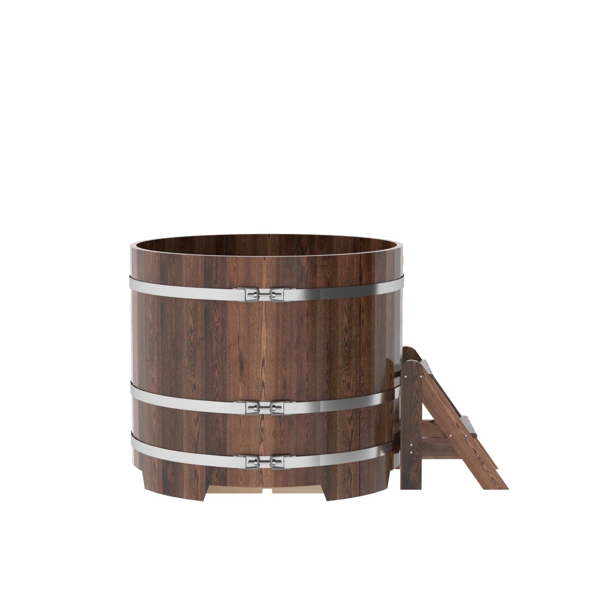 1195 Купель круглая из лиственницы d=1,17х1,0 морёная премиум Alyarus  - Вид №2