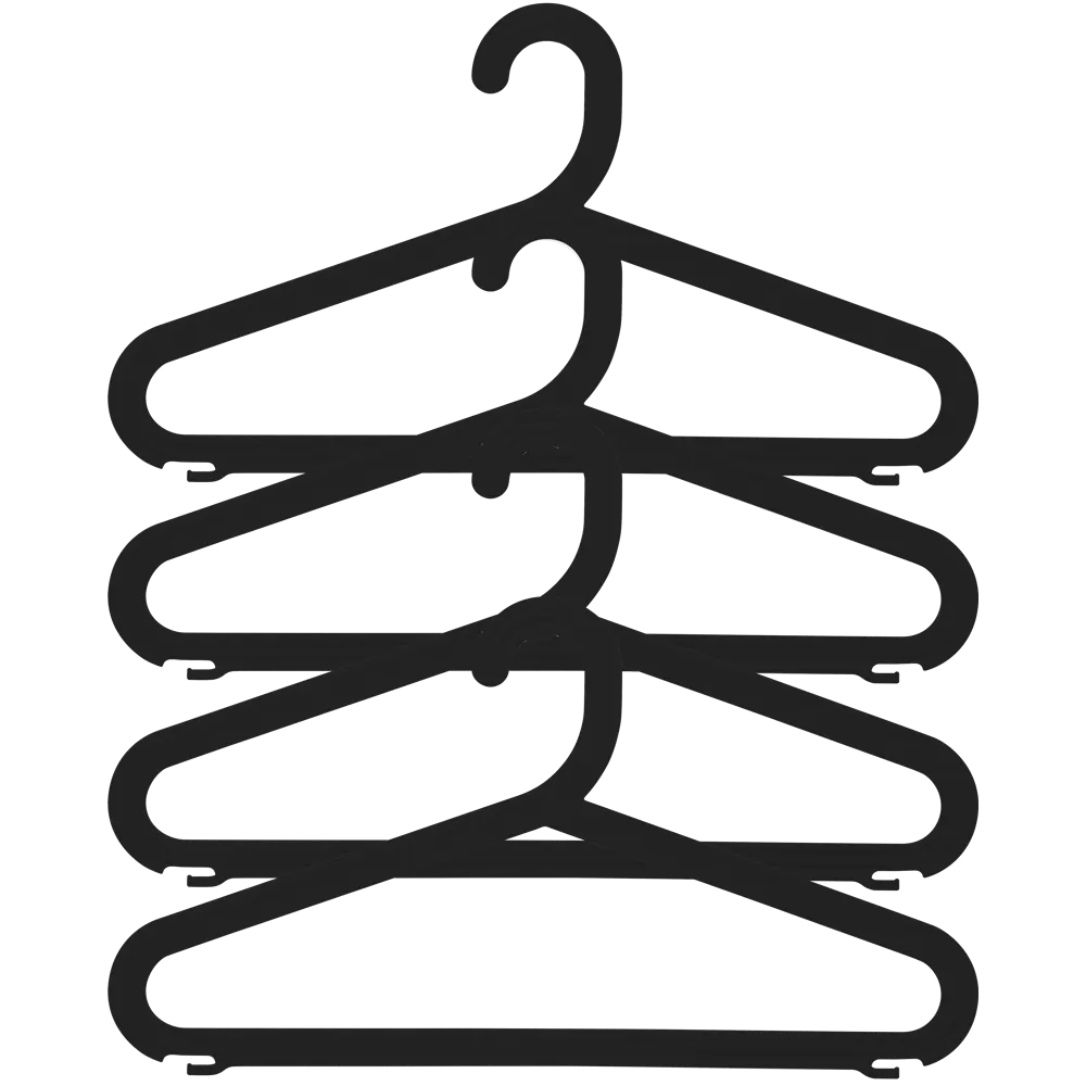 Набор вешалок 42x22.4x1.6 полипропилен 4 шт цвет чёрный Santreyd STLM-2052181