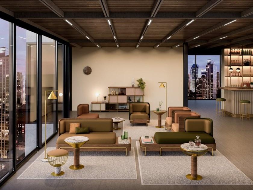 Momocca Модульная скамья со спинкой, обитая тканью Olga sun-id-1453689 - Вид №5