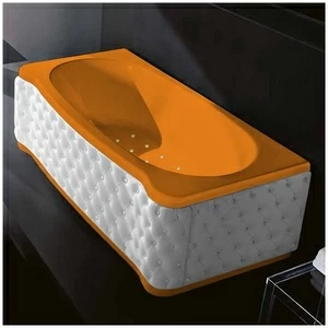 Ванна Gruppo treesse New Classic Young STA-V674C-SX-KB-OZ оранжевая с золотой фурнитурой с аэромассажем прямоугольная левая белая кожа