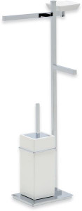 U21D(36-BI) Stil Haus Urania, стойка: доз. + полотенцед. + бумагод. + ёрш кер., цвет ник. сатин - бел. керамика